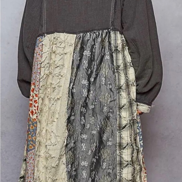 POL Patchwork Jacket in Charcoal and Cream New - Picture 3 of 3